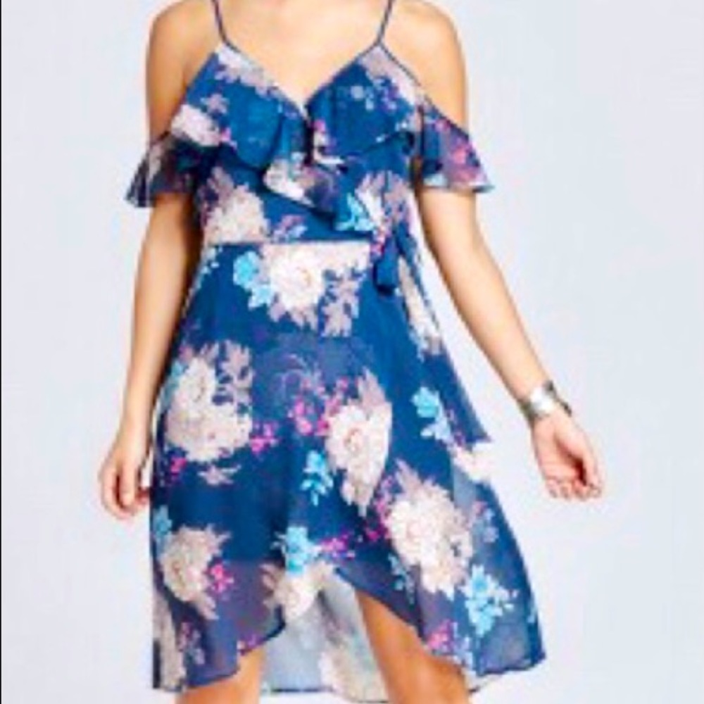 Target floral cold shoulder high low dress